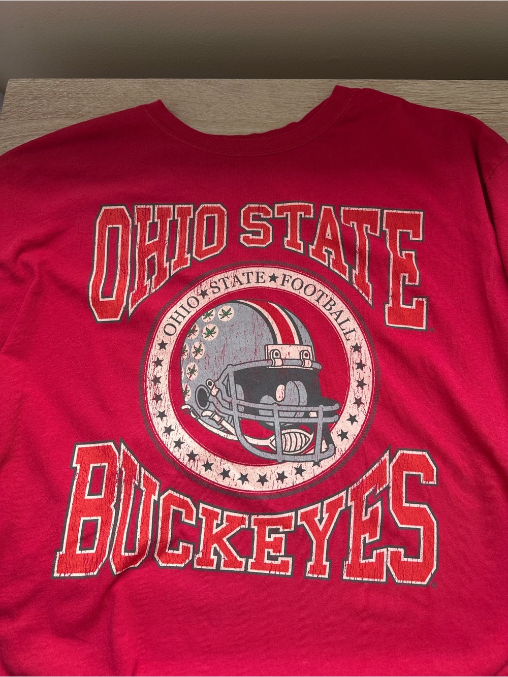 Vintage Style Ohio State Scarlet Football Graphic Tee- 100% Cotton - Picture 5 of 5